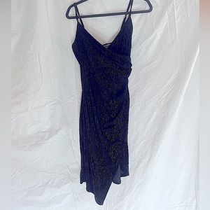 Black Velvet Silver Pinstripe Dress perfect for Holiday party or Cocktail